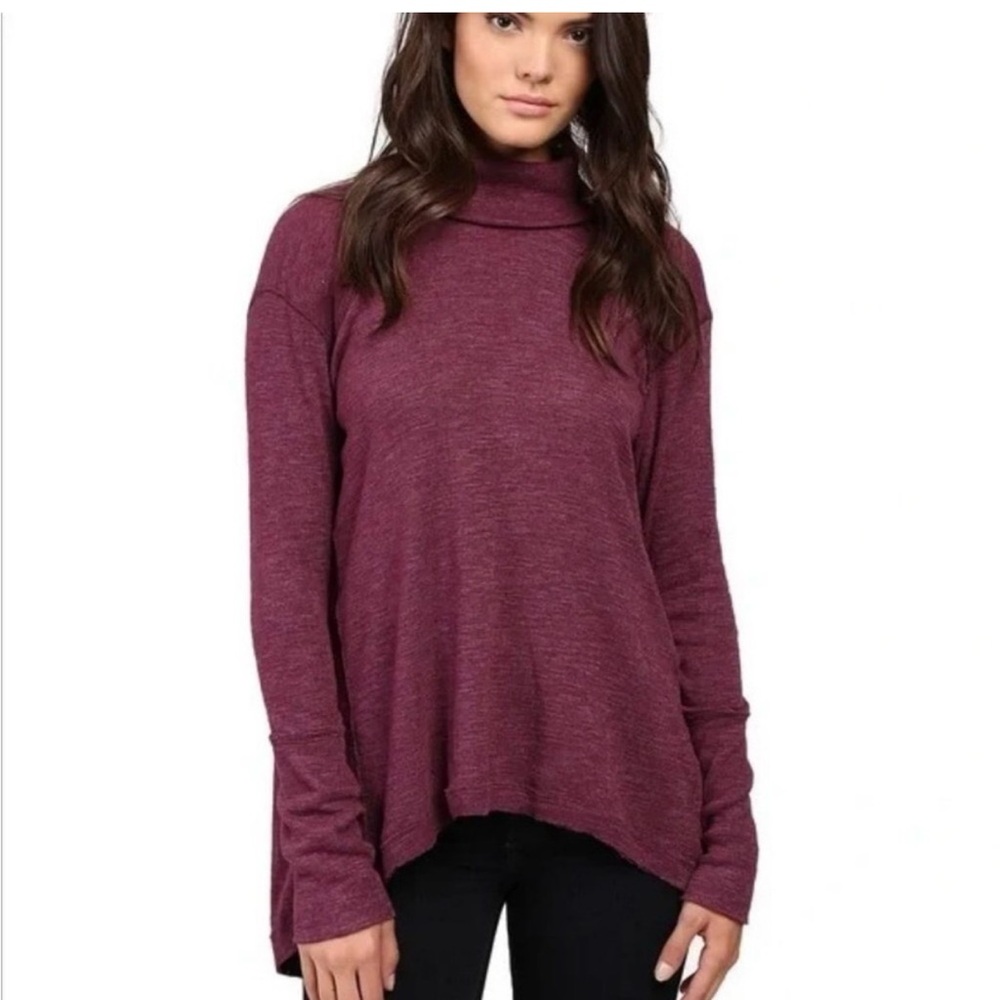 Free People We the Free Split Back Turtleneck Long  Sleeve Top